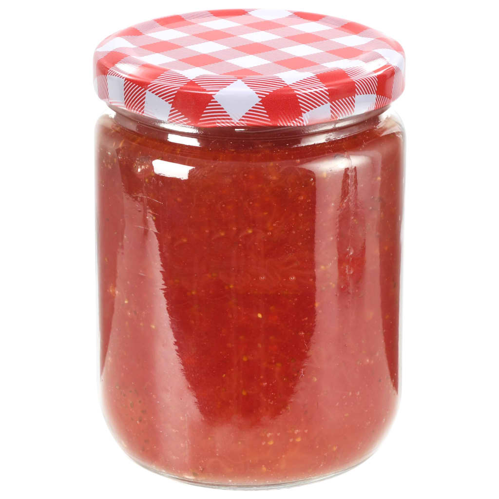 Glass Jam Jars with White and Red Lid 48 pcs 230 ml